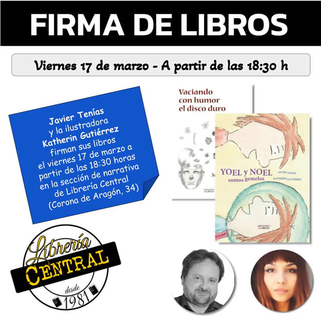 Javier Tenías y Katherin Gutiérrez firman en librería Central de Zaragoza